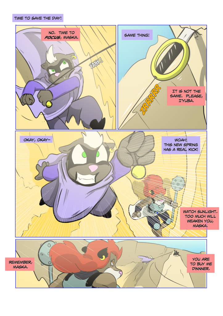 Kisuke grapples towards the trapped rabbits.